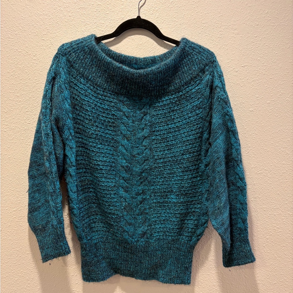 Teal Anthropologie Cable Knit Women's Sweater